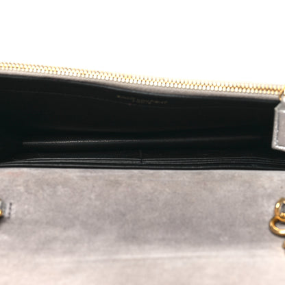 Saint Laurent Metallic Calfskin Kate Monogram Tassel Chain Wallet Silver 4 of 12