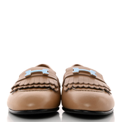 Hermes Goatskin Womens Royal Loafers 38 Beige Argile 2 of 13