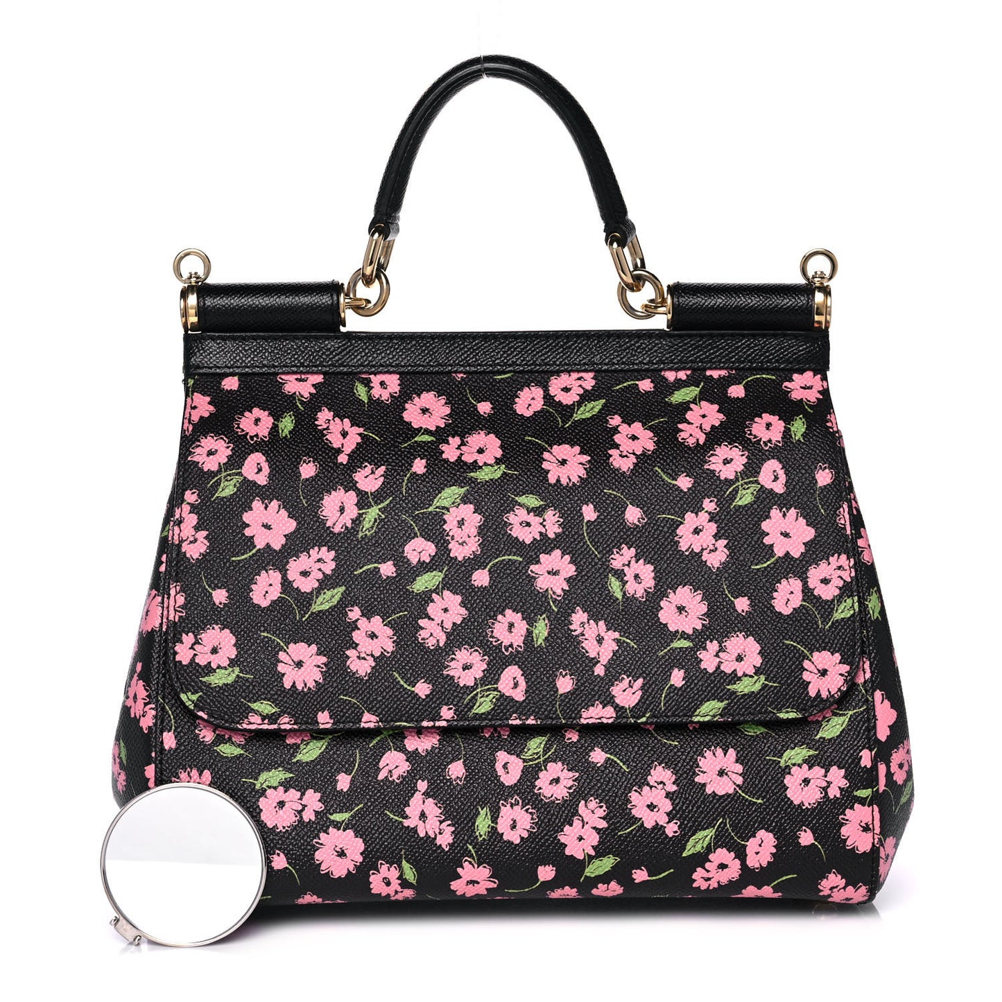 Dauphine Flower Print Medium Miss Sicily Satchel Black