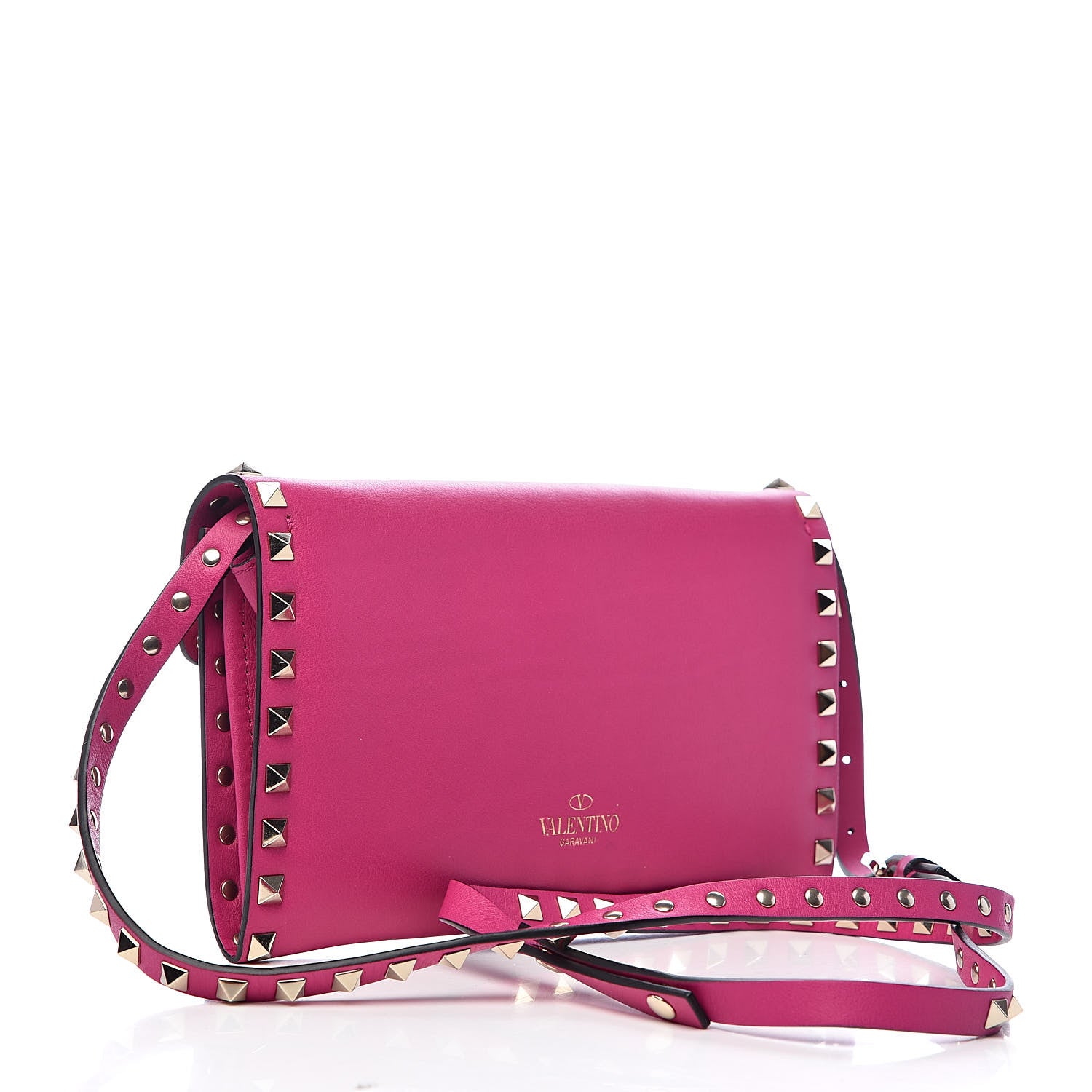 Valentino Garavani Vitello Medium Rockstud Flip Lock Crossbody Bag Deep Cyclamin 3 of 9