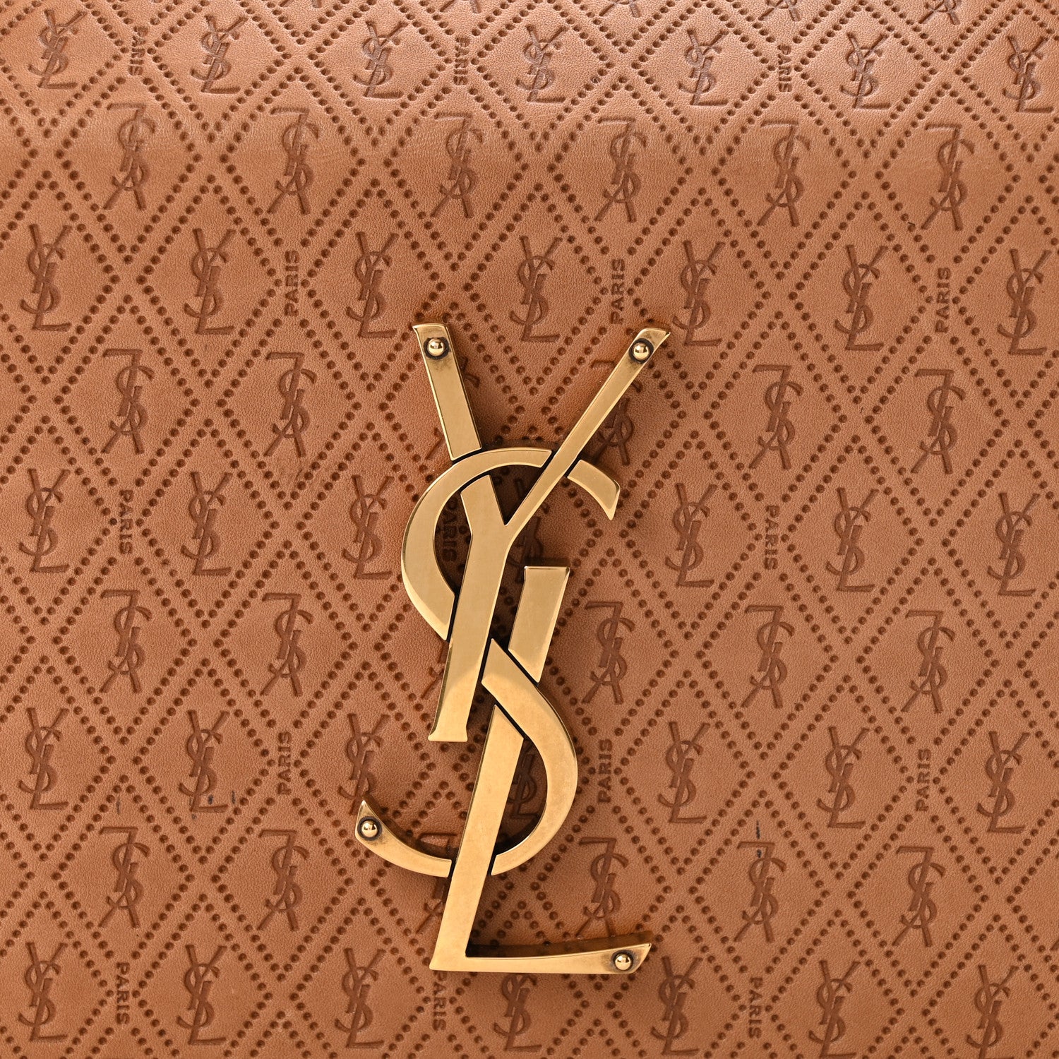 Saint Laurent Calfskin Monogram Take Away Box Dusty Vintage Brown Gold 7 of 11