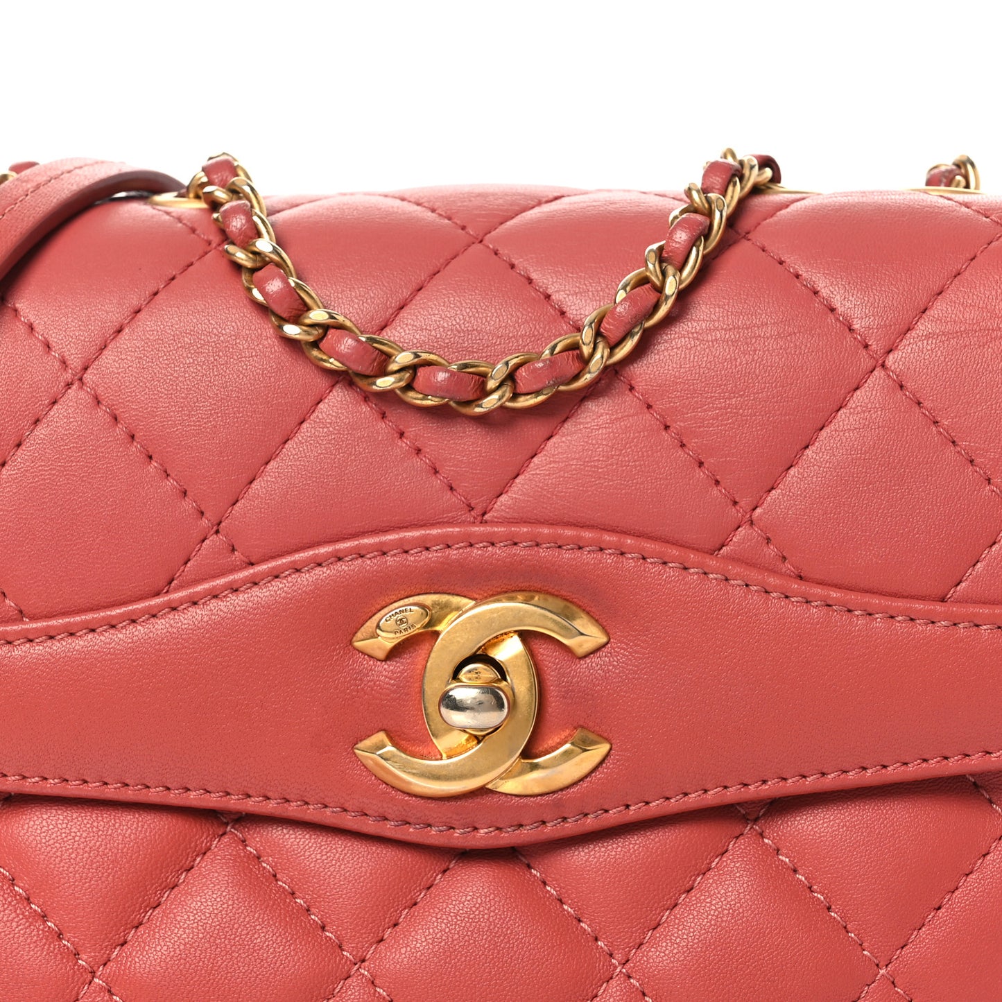 Lambskin Quilted Bi-Color Small Coco Vintage Flap Pink