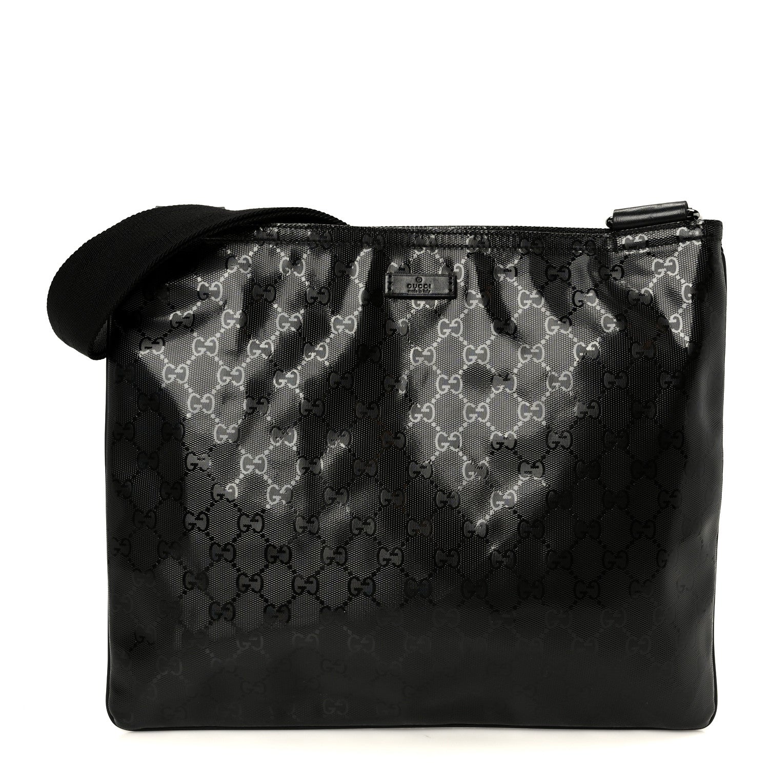 Gucci Imprime Monogram Medium Flat Messenger Bag Black 1 of 12