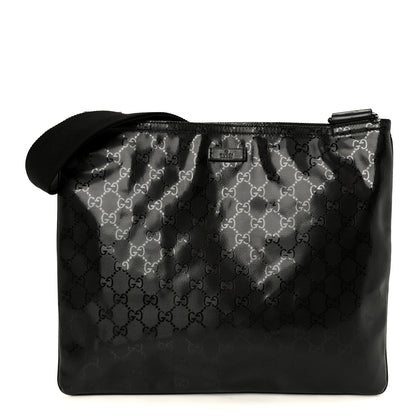 Gucci Imprime Monogram Medium Flat Messenger Bag Black 1 of 12