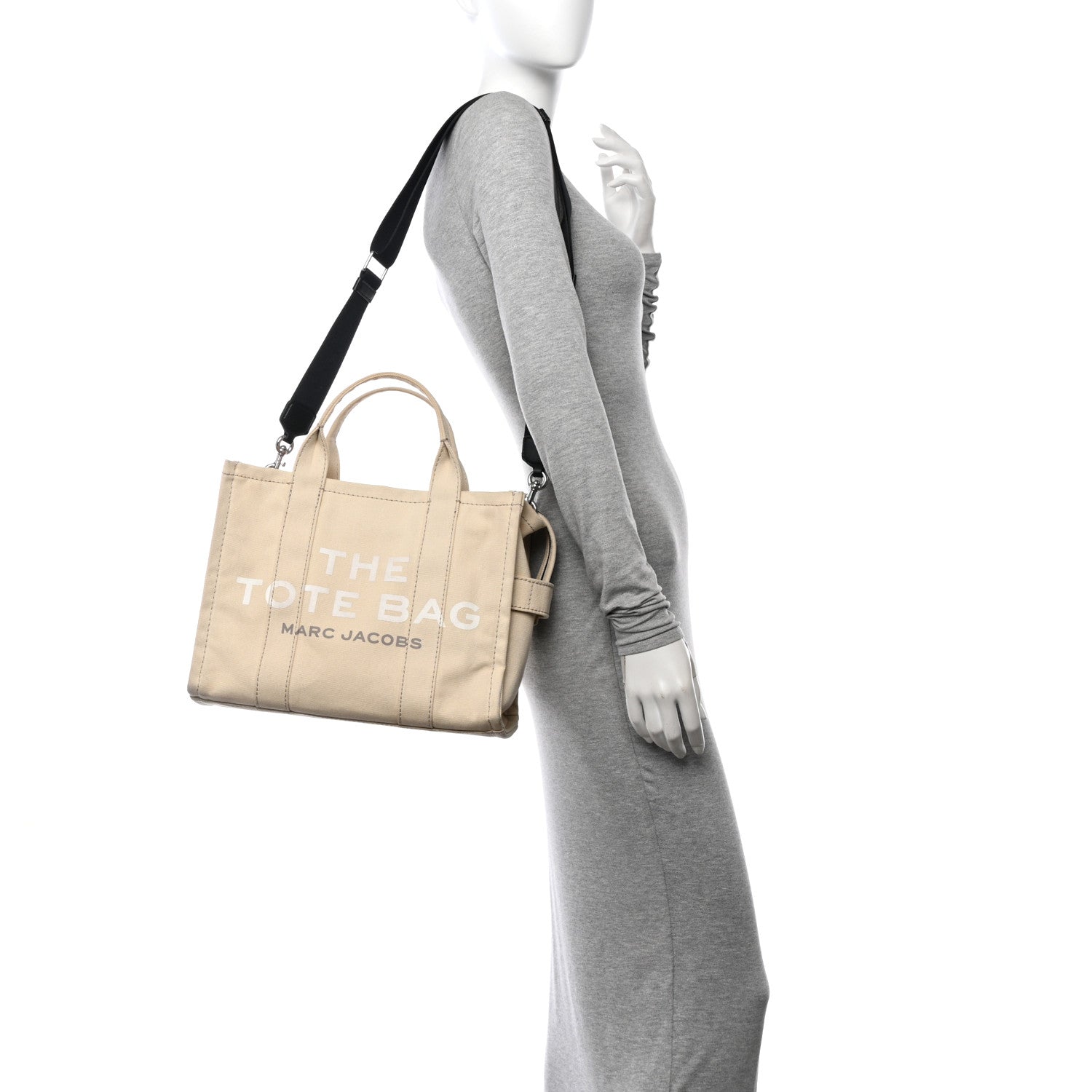 Marc Jacobs Cotton Canvas Medium The Traveler Tote Bag Beige 2 of 11