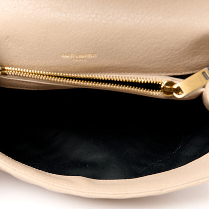 Saint Laurent Sheepskin Matelasse Chevron Monogram Medium College Bag Dark Beige 13 of 17