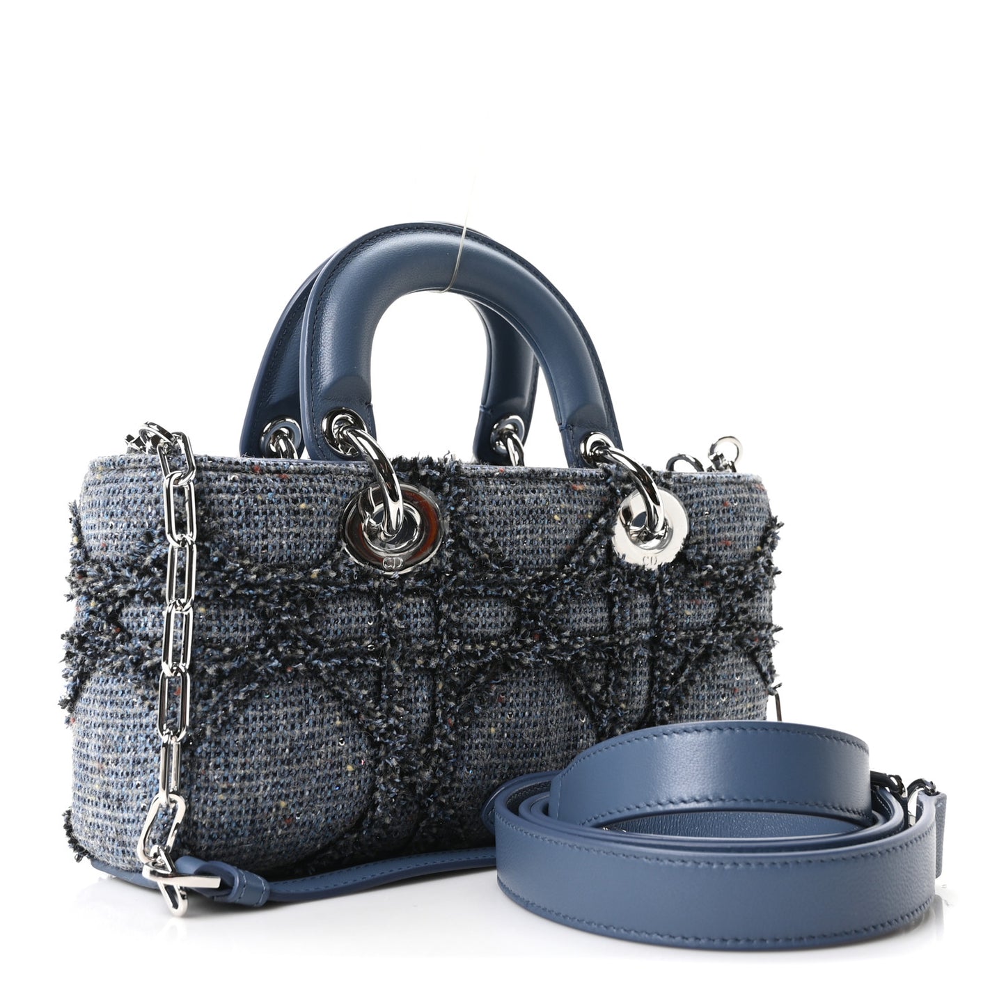 Tweed Sequins Embroidered Cannage Small Lady D-Joy Sky Blue Multicolor
