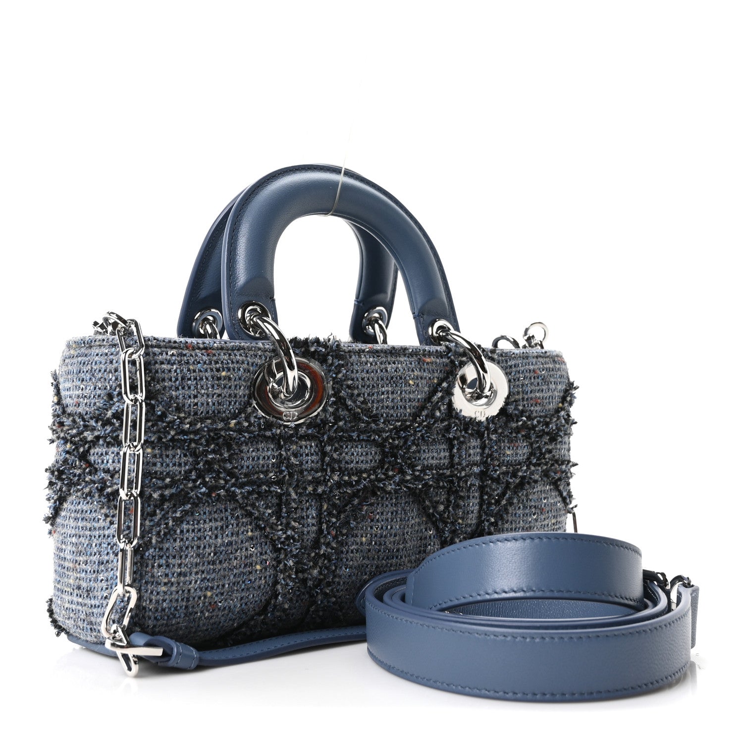 Christian Dior Tweed Sequins Embroidered Cannage Small Lady D-Joy Sky Blue Multicolor 3 of 10