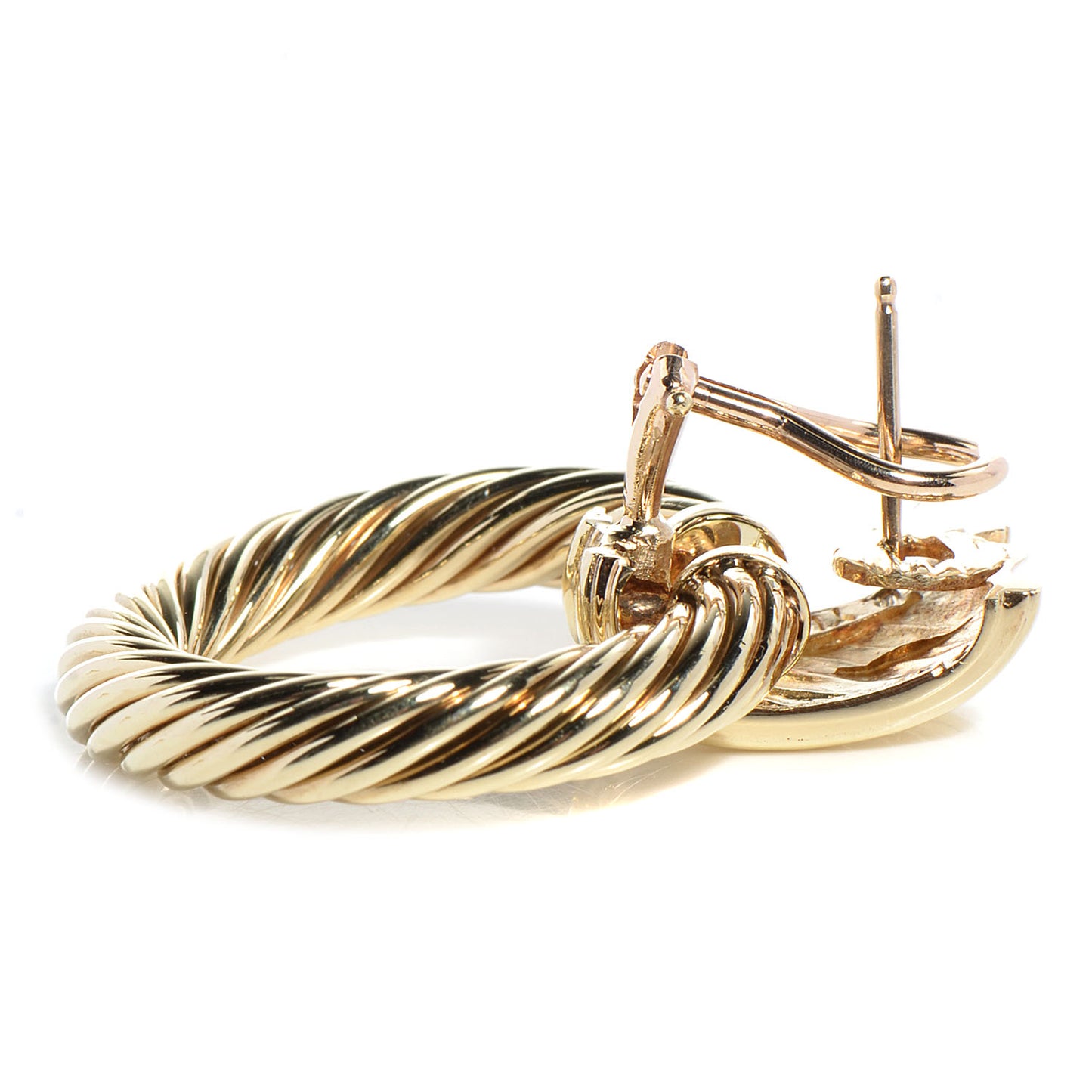 14K Gold Door Knocker Cable Earrings