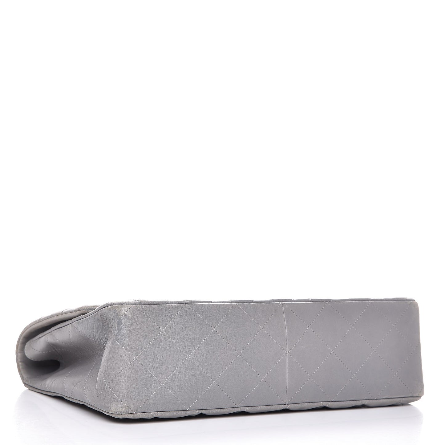 Lambskin Quilted Jumbo Single Flap Grey