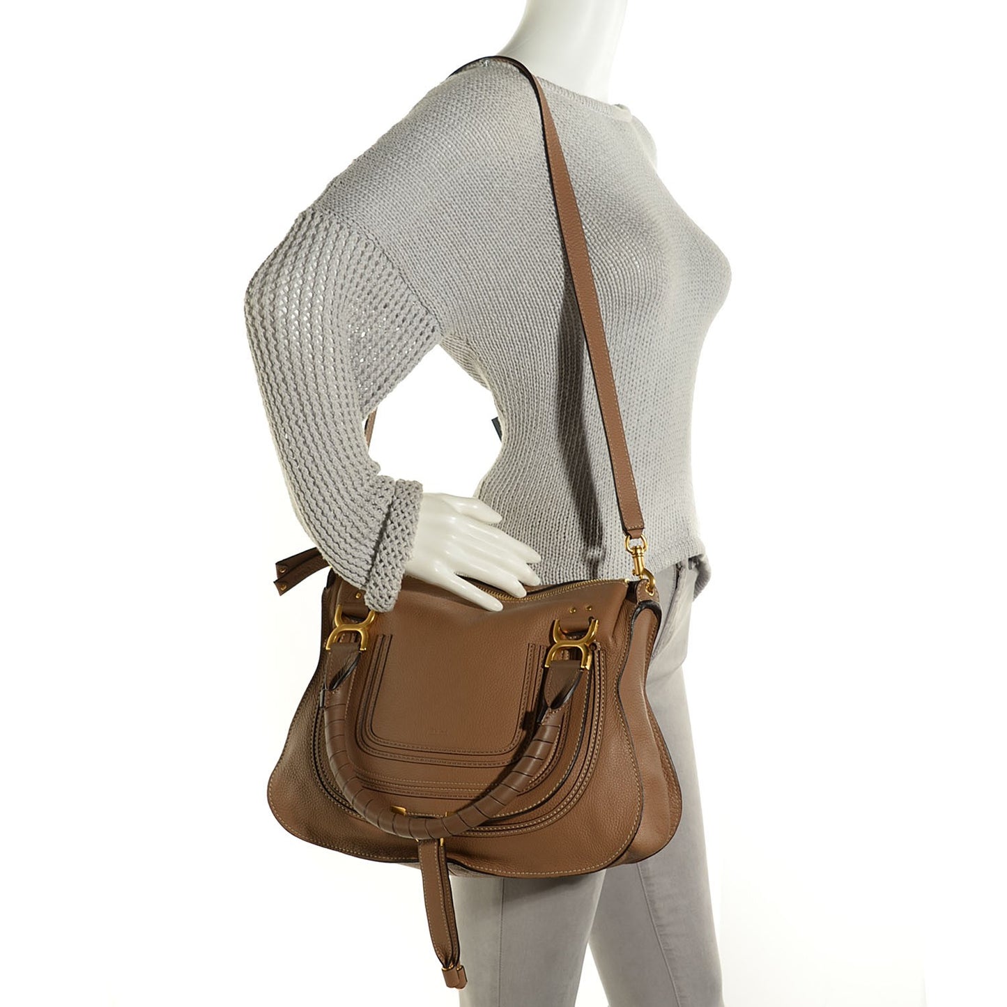 Calfskin Medium Marcie Satchel Nut