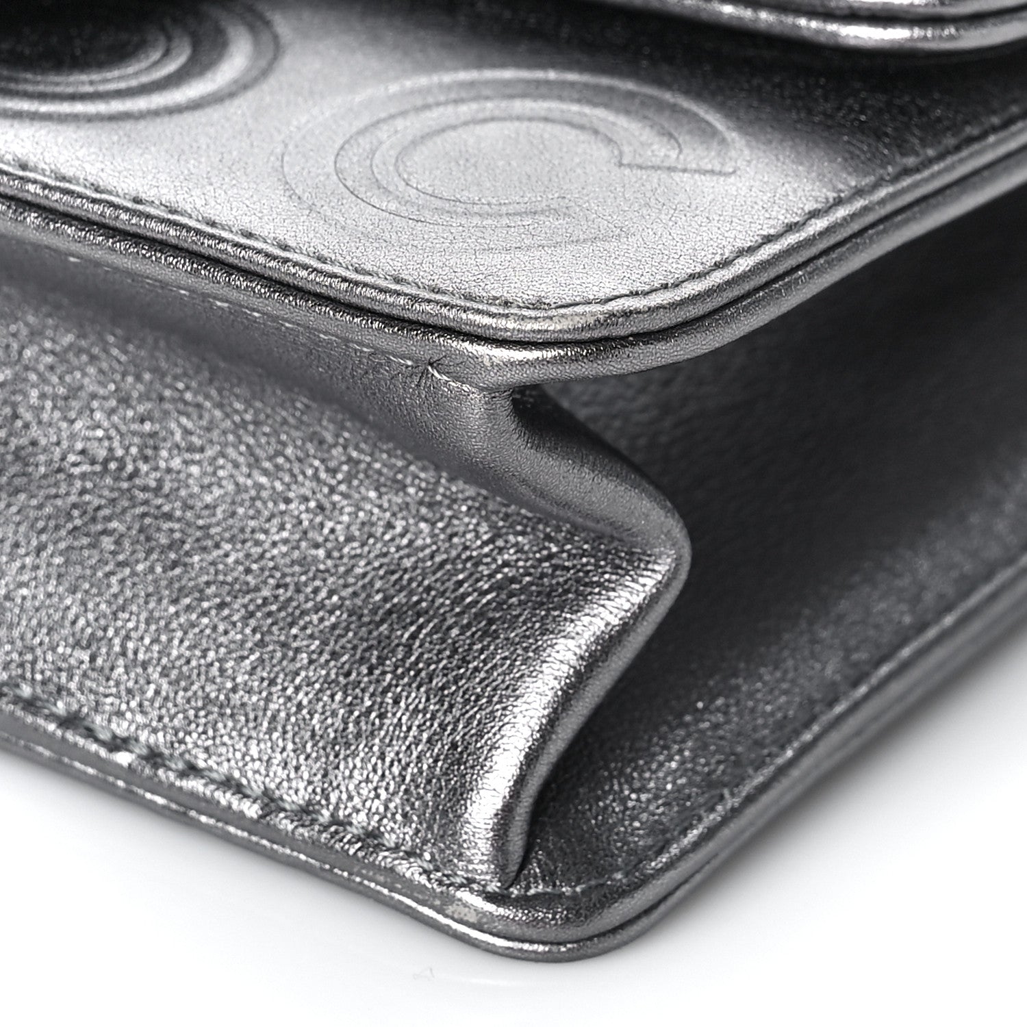 Chanel Metallic Calfskin Cocallover Square Flap Grey 9 of 9