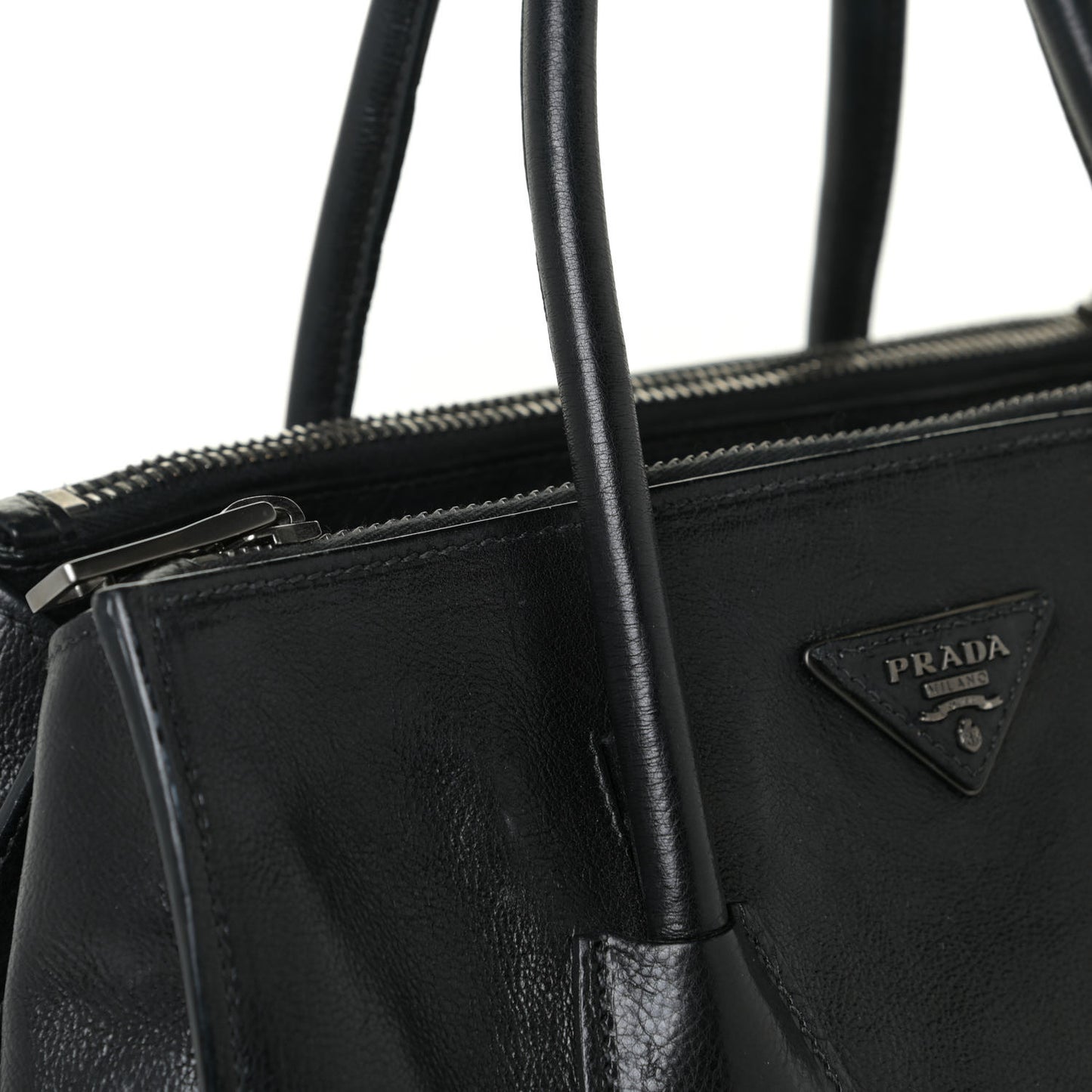 Glace Calf Twin Pocket Tote Black