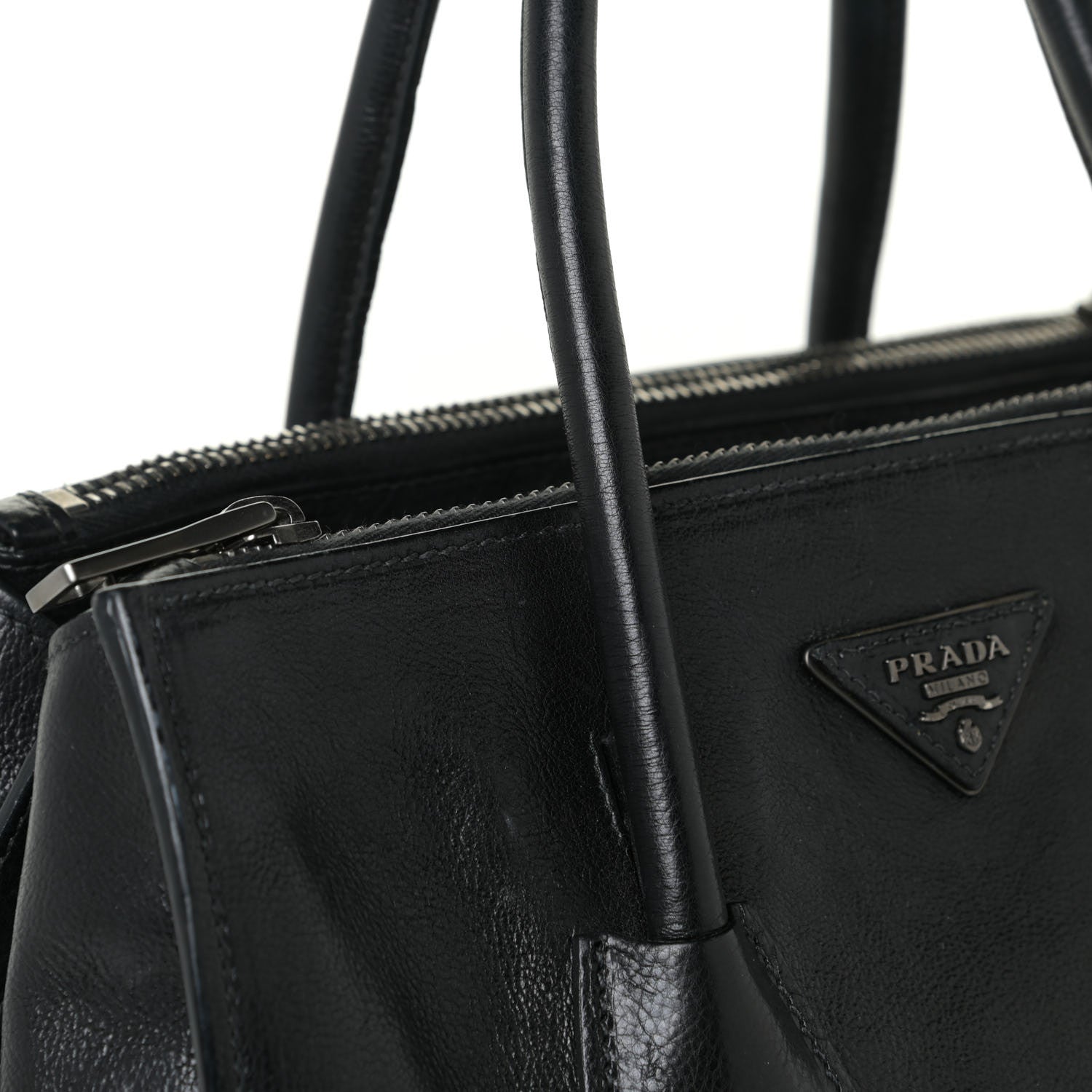 Prada Glace Calf Twin Pocket Tote Black 13 of 17