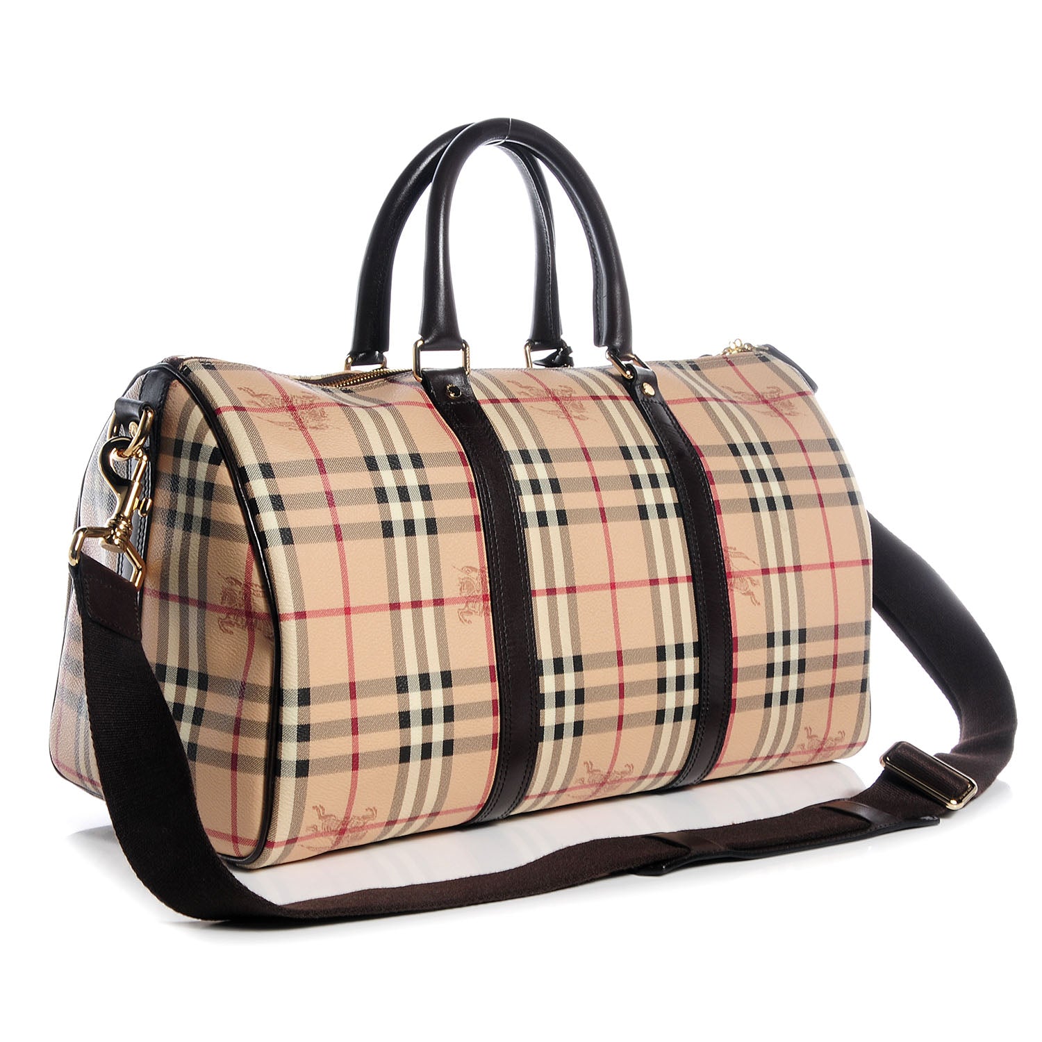 Burberry Haymarket Check Duffle Bag Dark Brown 3 of 8