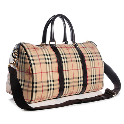 Burberry Haymarket Check Duffle Bag Dark Brown 3 of 8