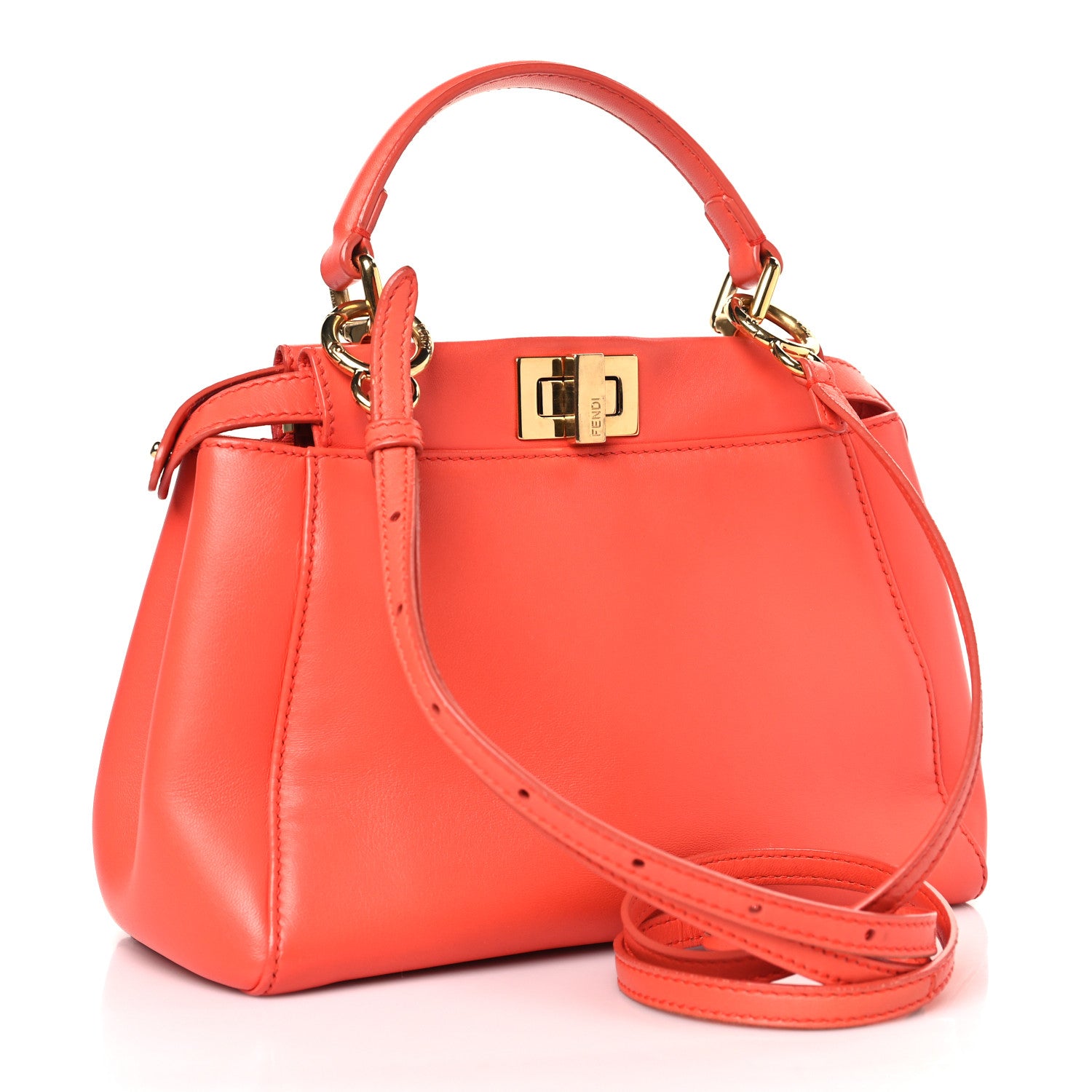 Fendi Nappa Mini Peekaboo Iconic Satchel Azalea 3 of 10