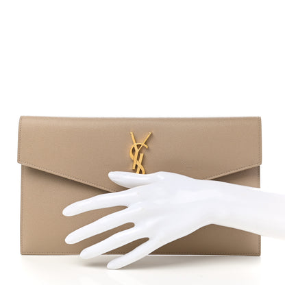 Saint Laurent Grain De Poudre Uptown Pouch Dark Beige 2 of 8