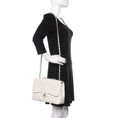 Chanel Caviar Quilted Jumbo Single Flap White 2 of 16