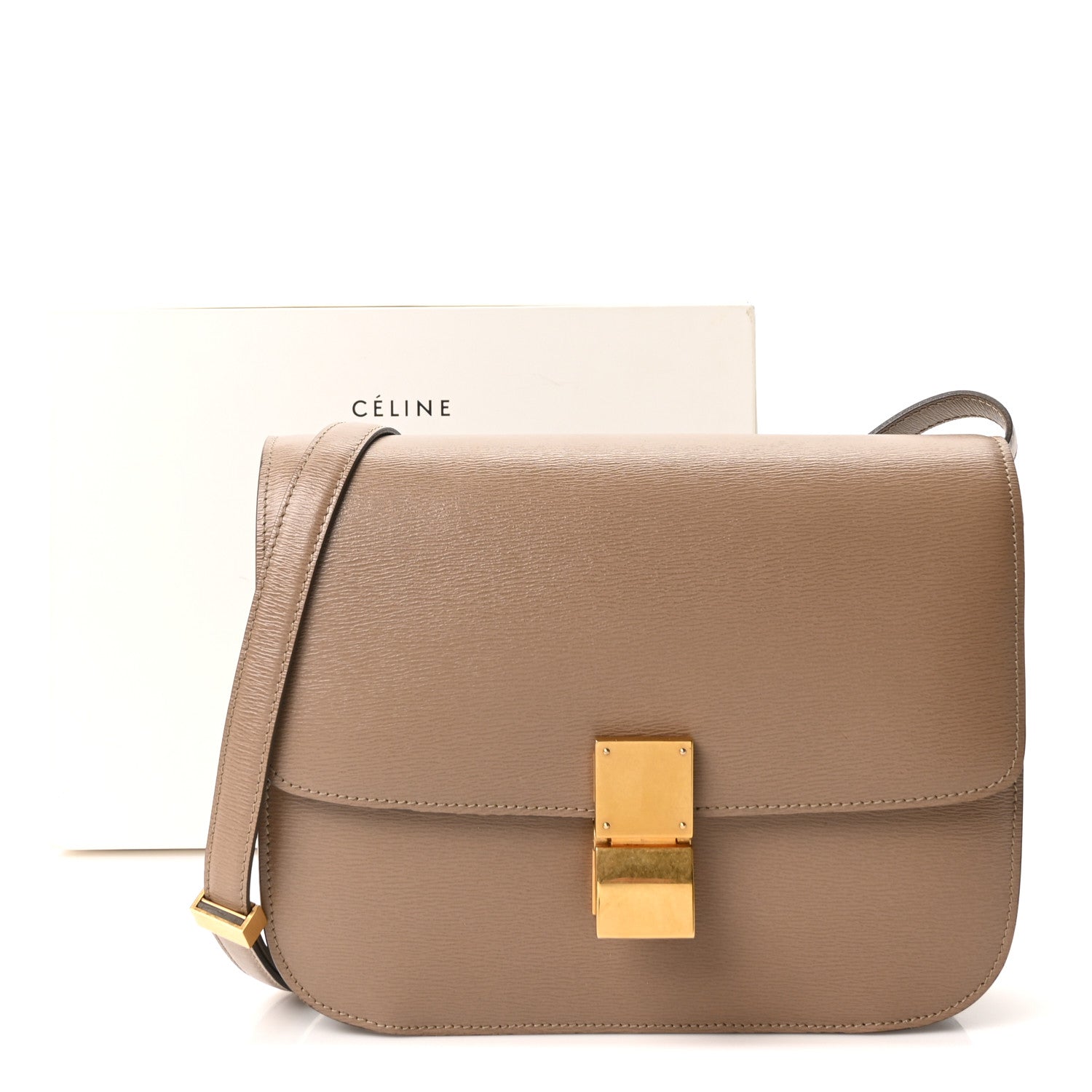 Celine Liege Calfskin Medium Classic Box Flap Bag Taupe 11 of 11