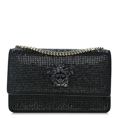 Versace Calfskin Palazzo Crystal Chain Evening Bag Black 1 of 7