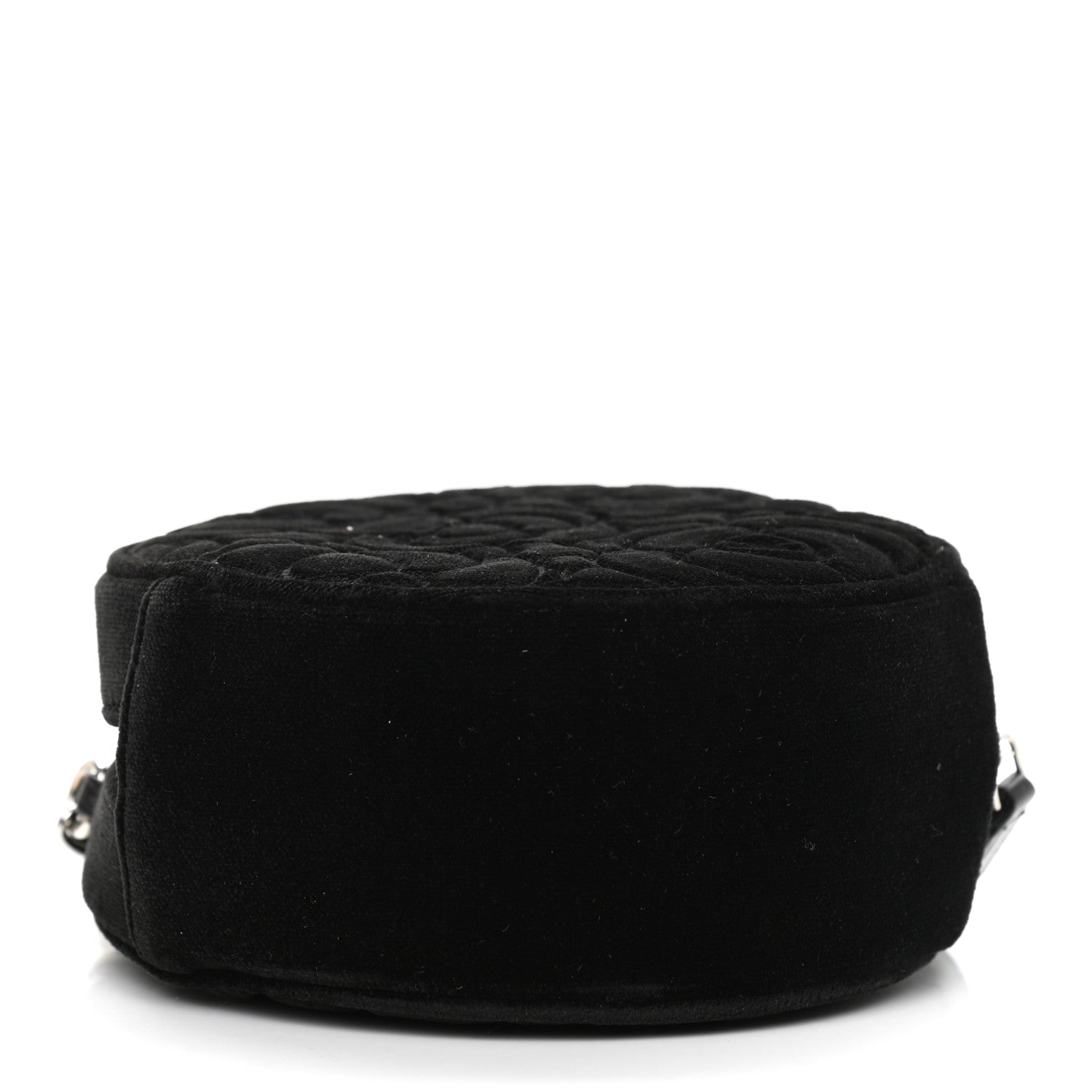 Chanel Velvet Camellia Round Clutch With Chain Black 4 of 9