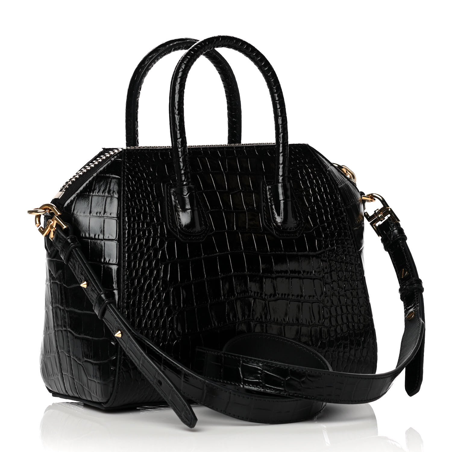 Givenchy Calfskin Crocodile Embossed Mini Antigona Black 3 of 12