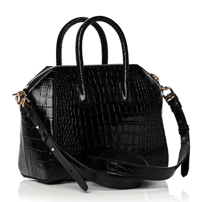 Givenchy Calfskin Crocodile Embossed Mini Antigona Black 3 of 12