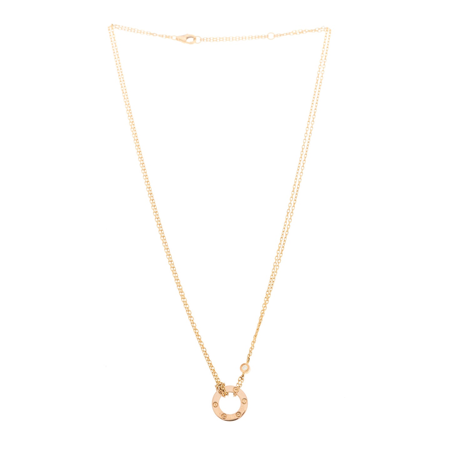 18K Pink Gold 2 Diamond LOVE Necklace