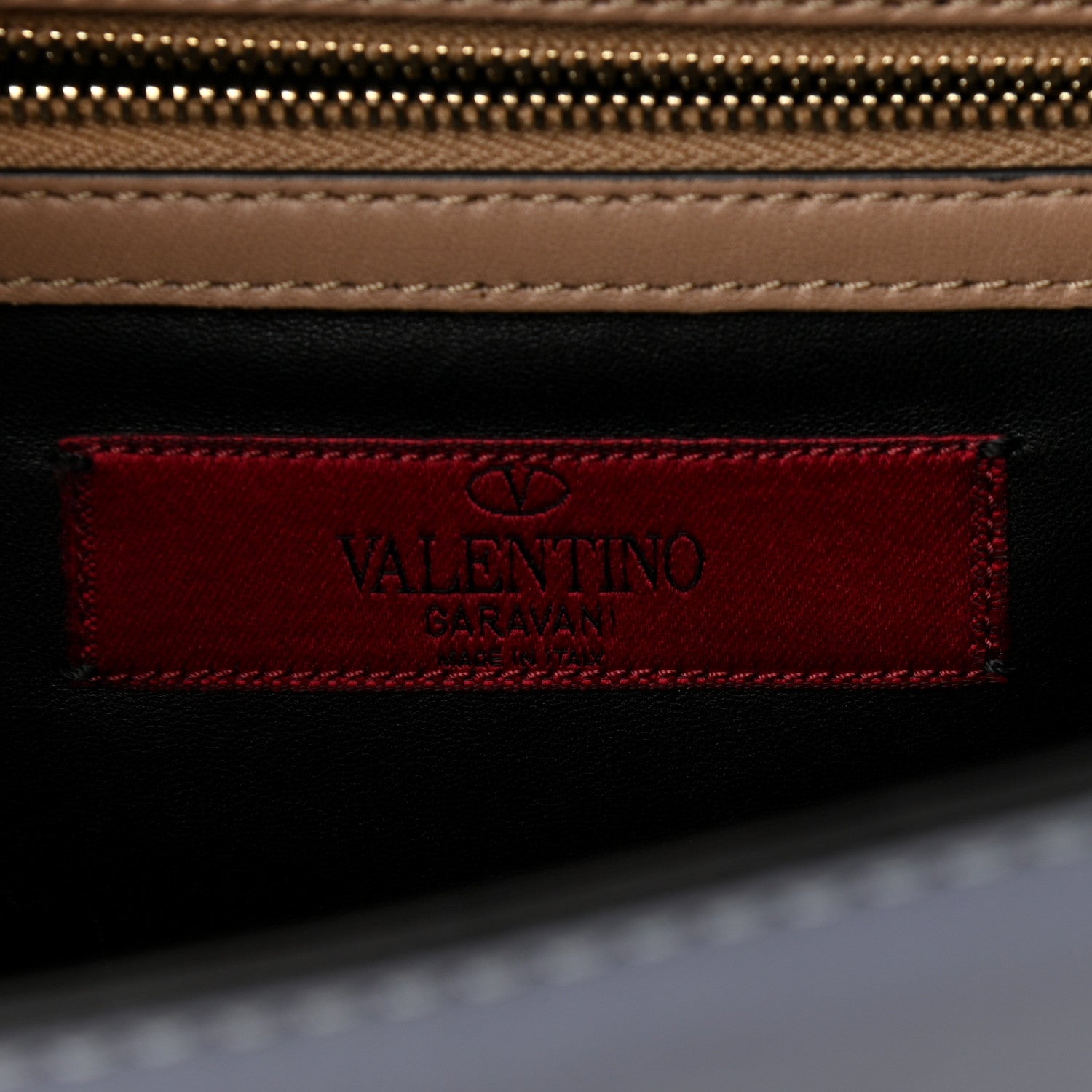 Valentino Garavani Vitello Tri-Color Medium Glam Lock Rockstud Flap Red Beige Gray 6 of 12
