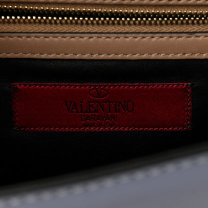 Valentino Garavani Vitello Tri-Color Medium Glam Lock Rockstud Flap Red Beige Gray 6 of 12