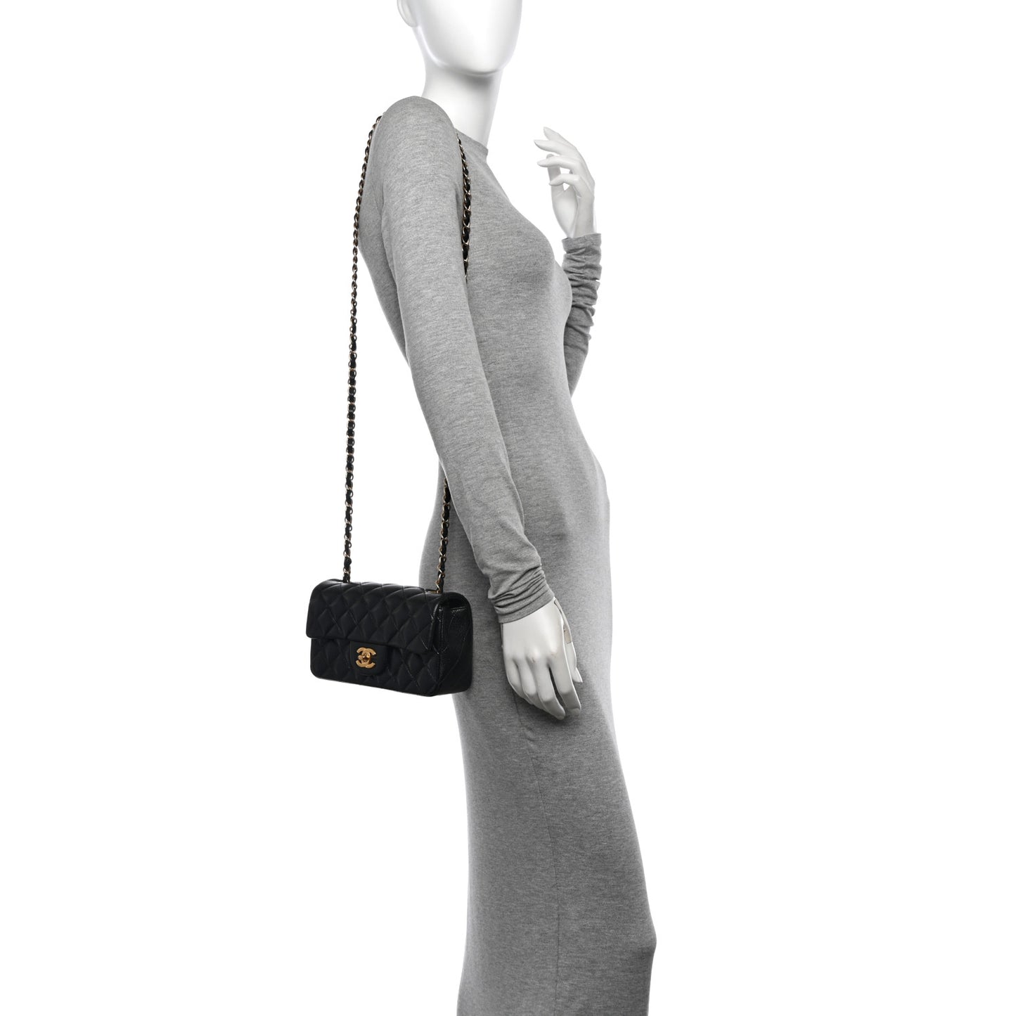 Caviar Quilted Mini Rectangular Flap Black