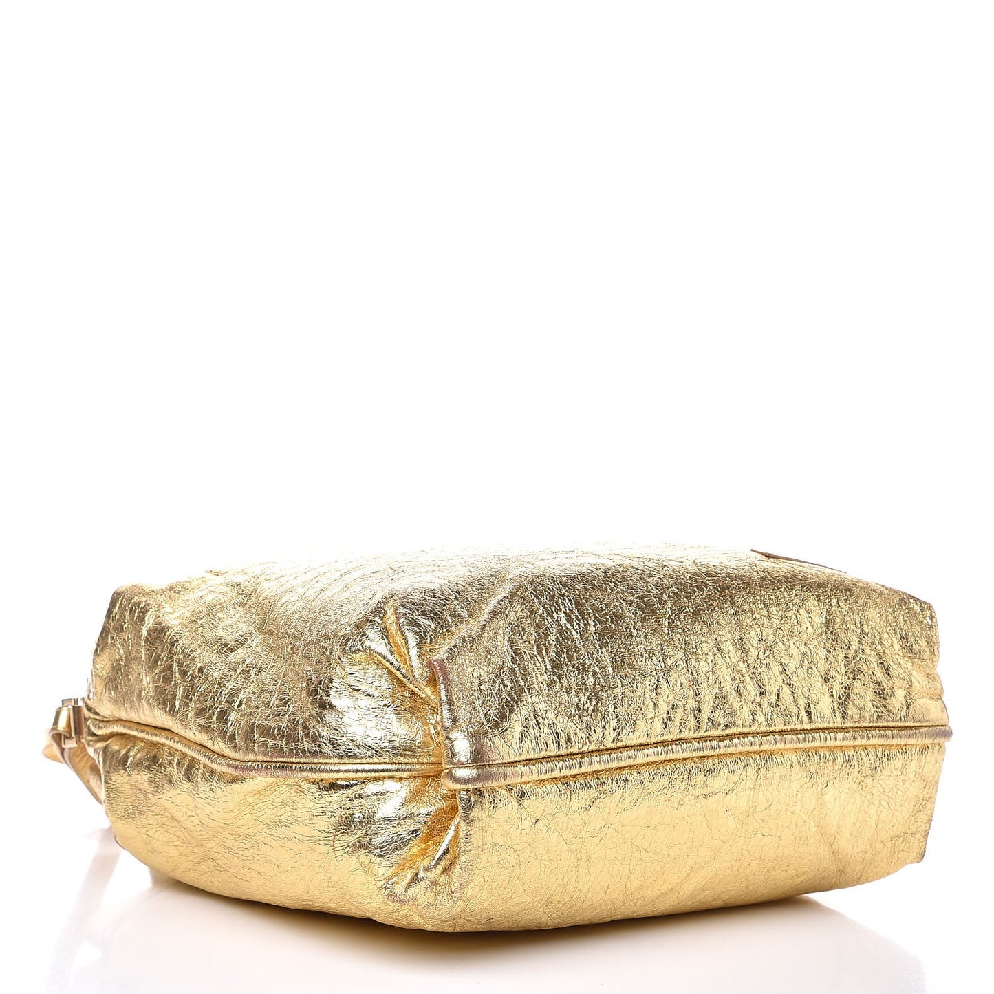 Crackled Calfskin Studded Tote Gold