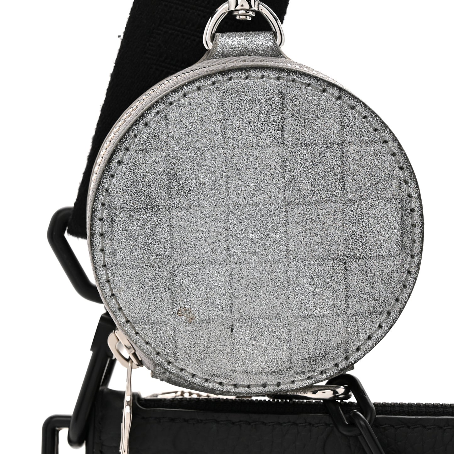 Damier Glitter Taurillon Monogram In The Loop Trio Pouch Black Silver