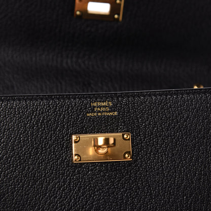 Hermes Chevre Mysore Kelly Wallet To Go Black 7 of 8