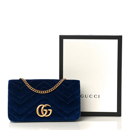 Gucci Velvet Matelasse GG Marmont Mini Bag Cobalt Blue 16 of 16