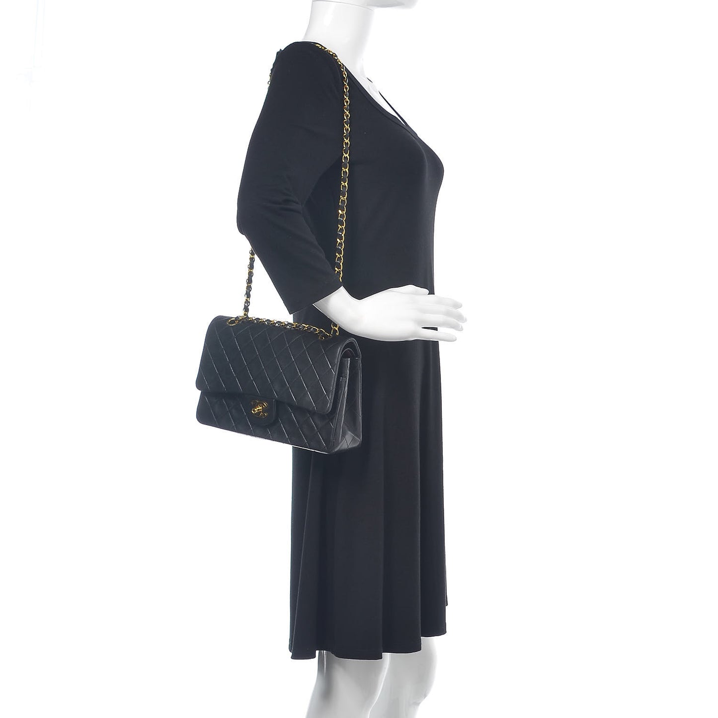 Lambskin Quilted Medium Double Flap Black