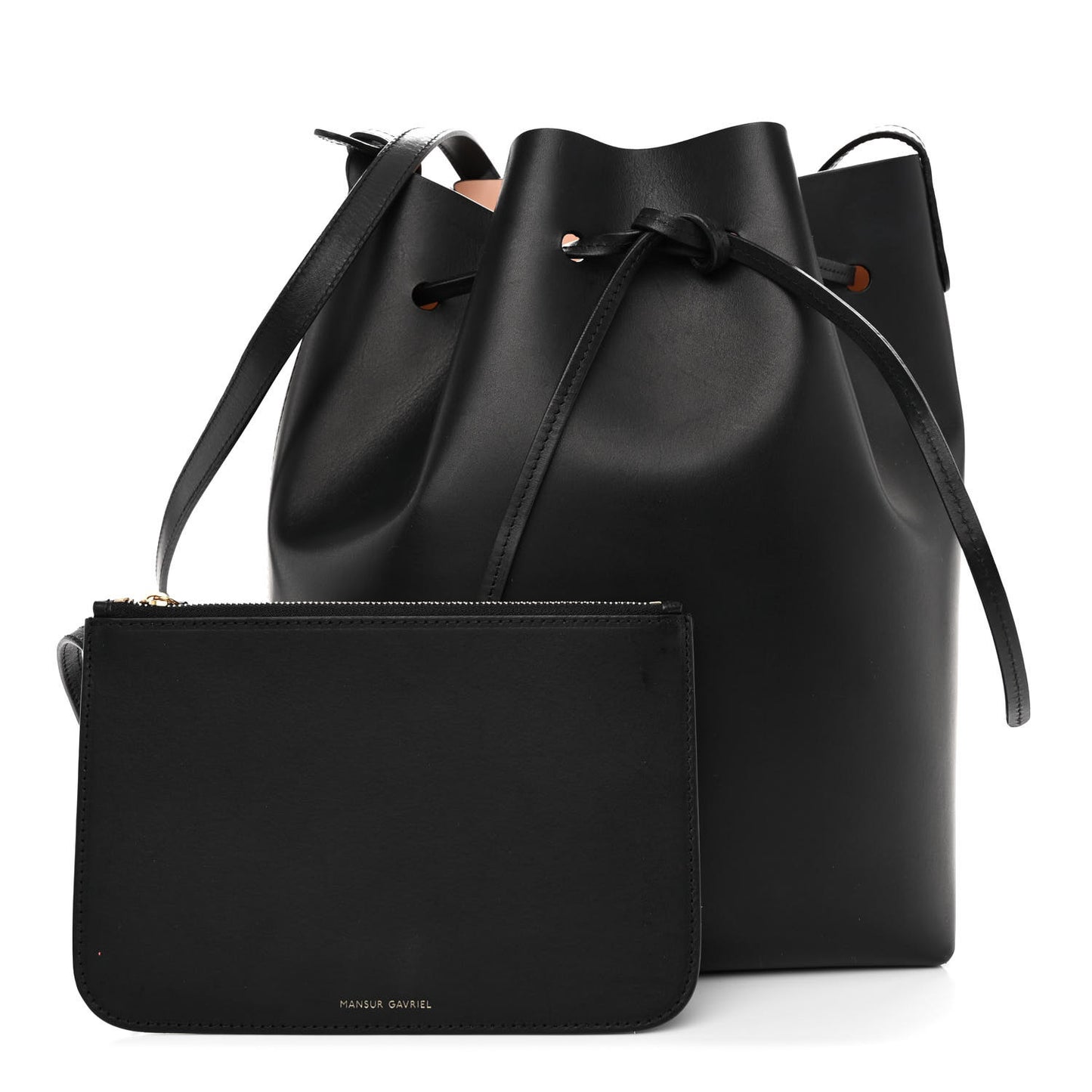 Vegetable Tanned Calfskin Bucket Bag Black Ballerina