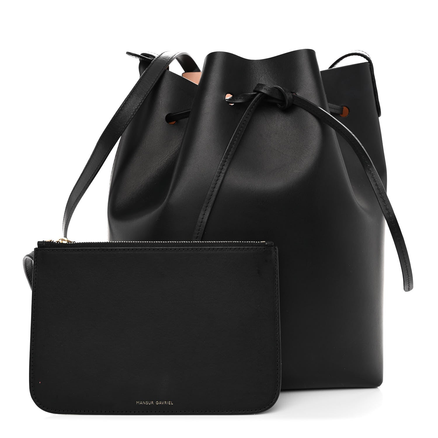 Mansur Gavriel Vegetable Tanned Calfskin Bucket Bag Black Ballerina 1 of 10