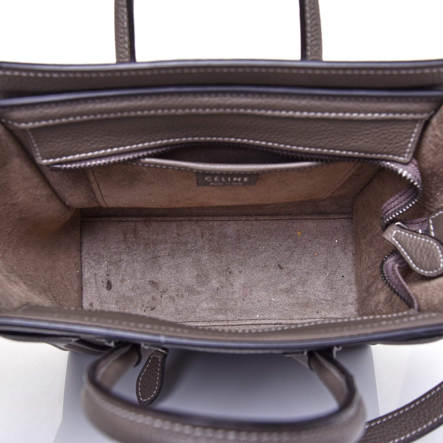 Celine Drummed Calfskin Nano Luggage Souris 5 of 10