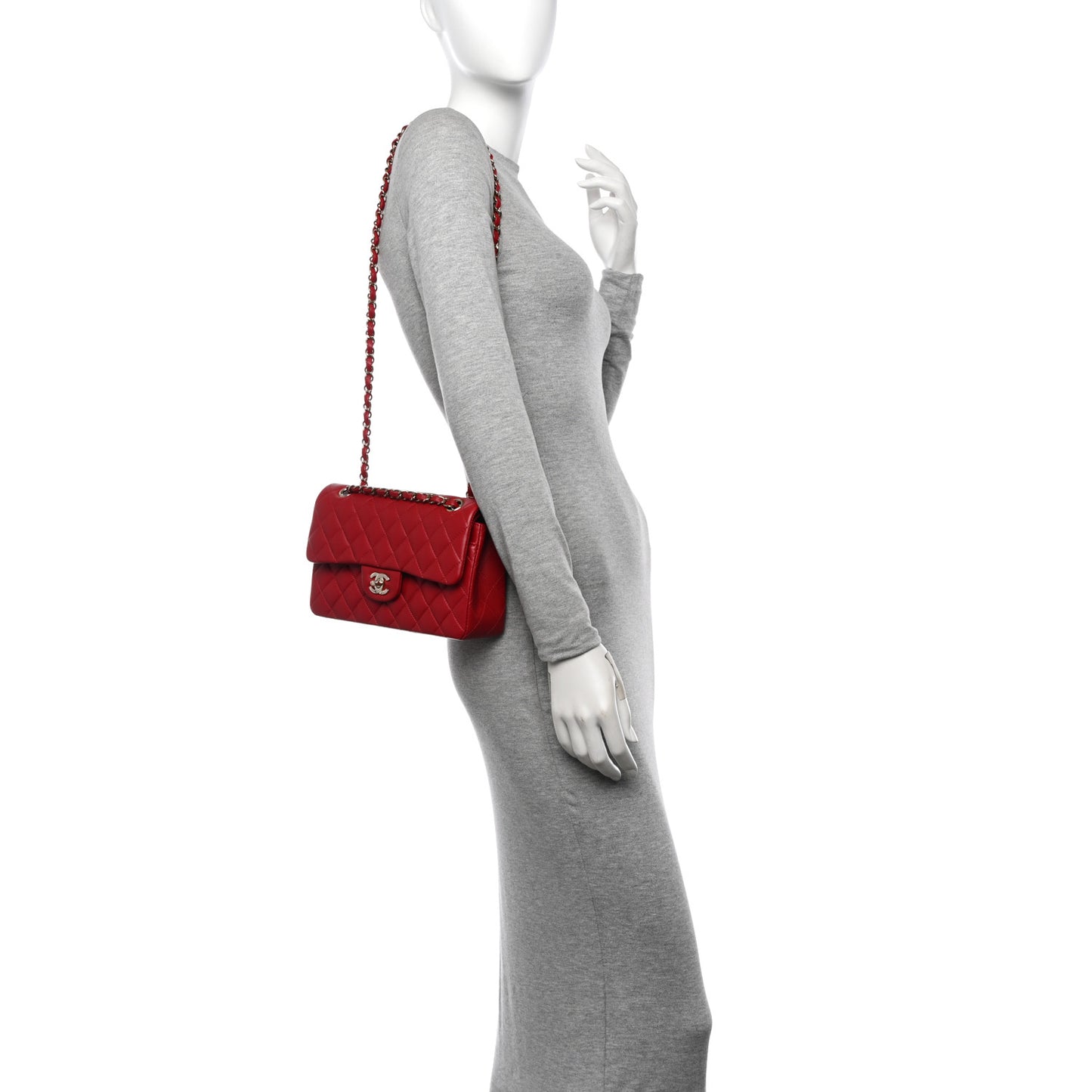 Lambskin Quilted Small Double Flap Red