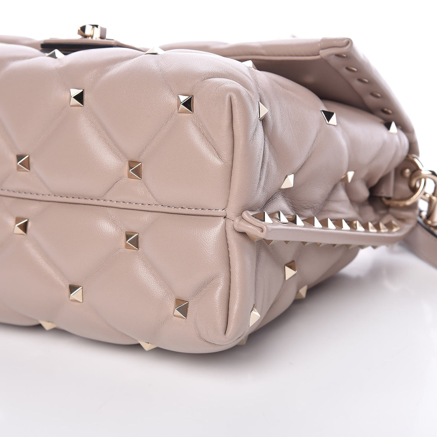 Nappa Medium Candystud Top Handle Bag Poudre