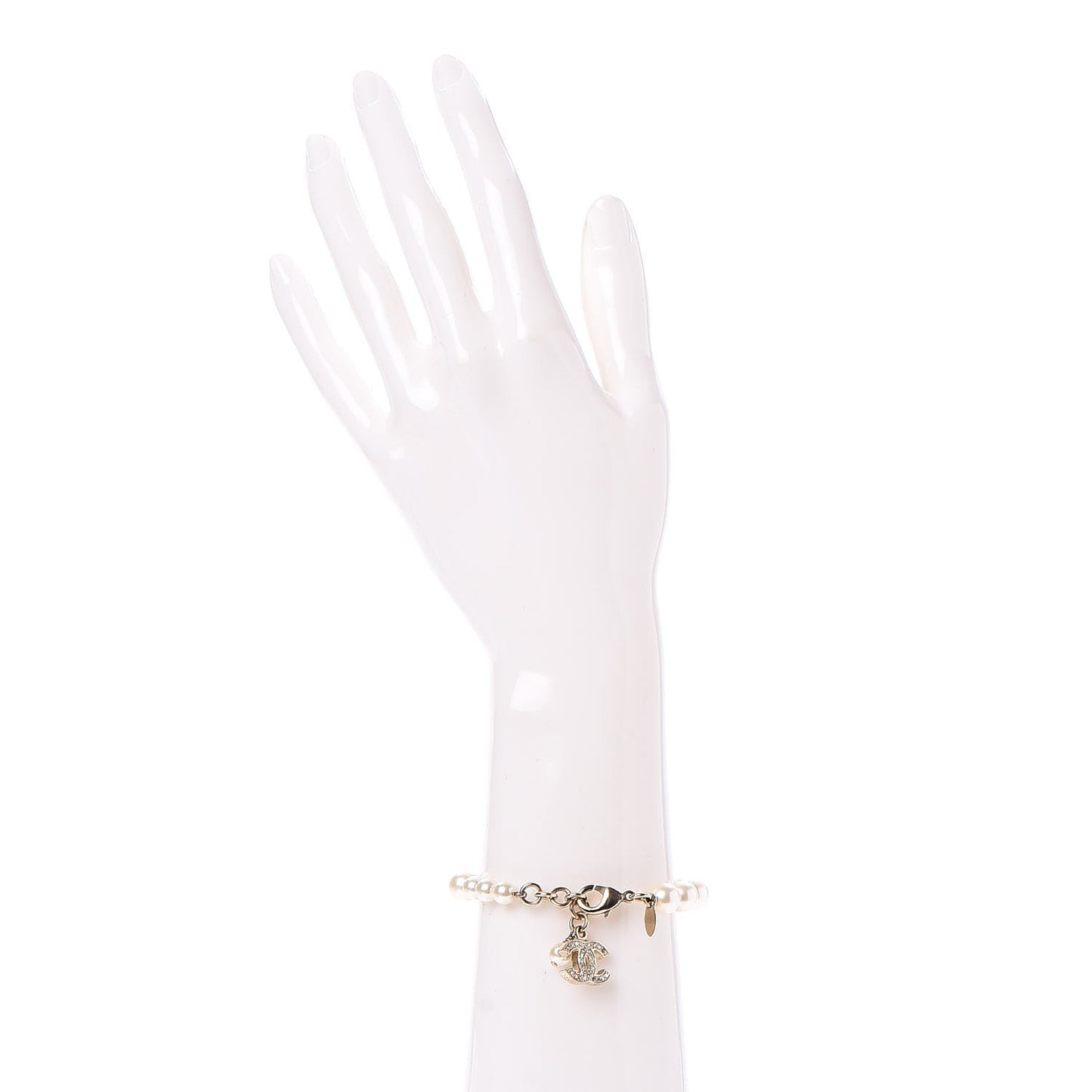 Crystal Pearl CC Bracelet Gold