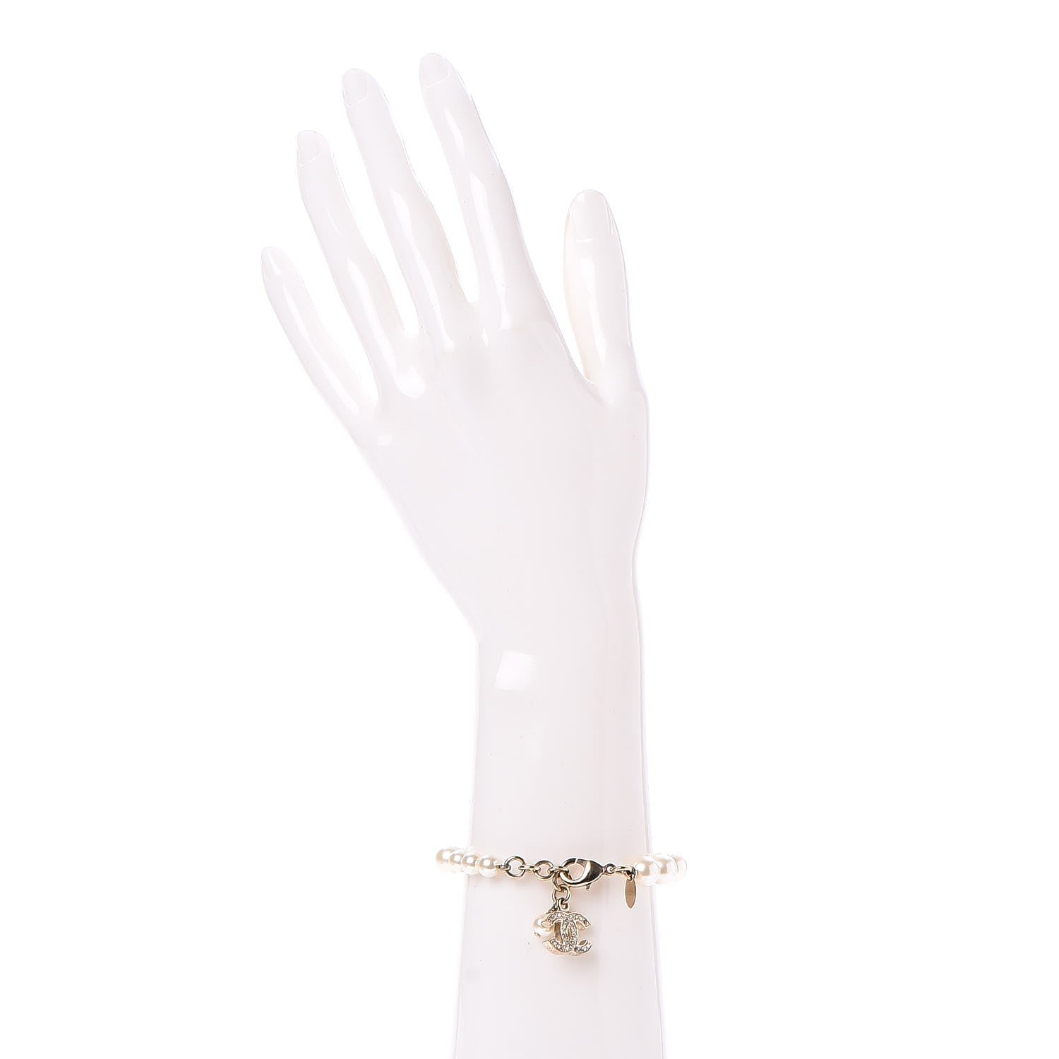 Chanel Crystal Pearl CC Bracelet Gold 2 of 6