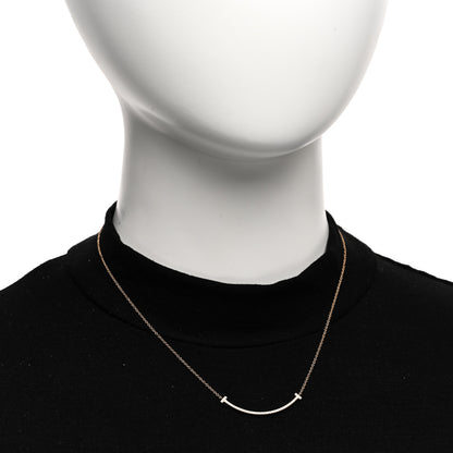 Tiffany 18K Rose Gold Diamond Small T Smile Pendant Necklace 2 of 4