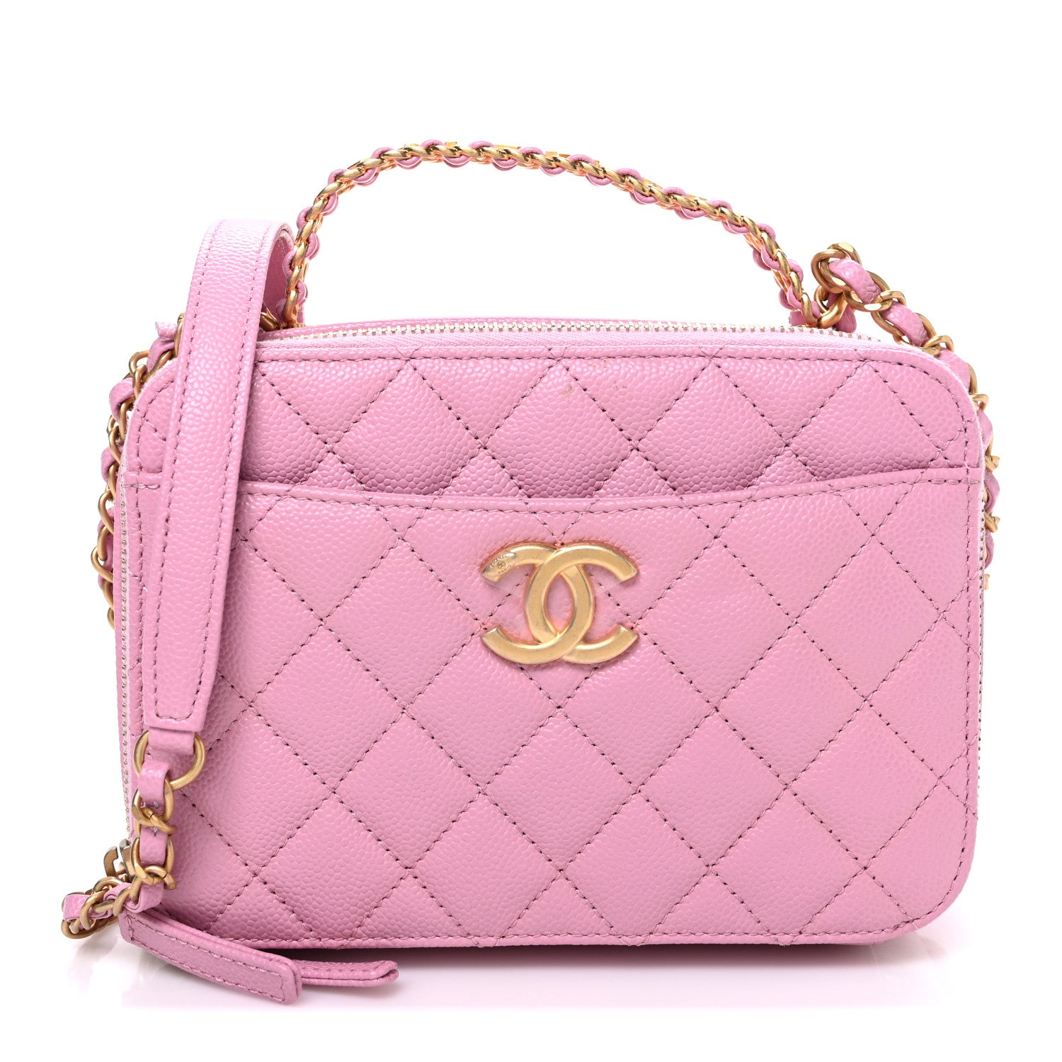 Chanel Caviar Quilted Pick Me Up Small Vanity Case Dark Pink 1 of 10