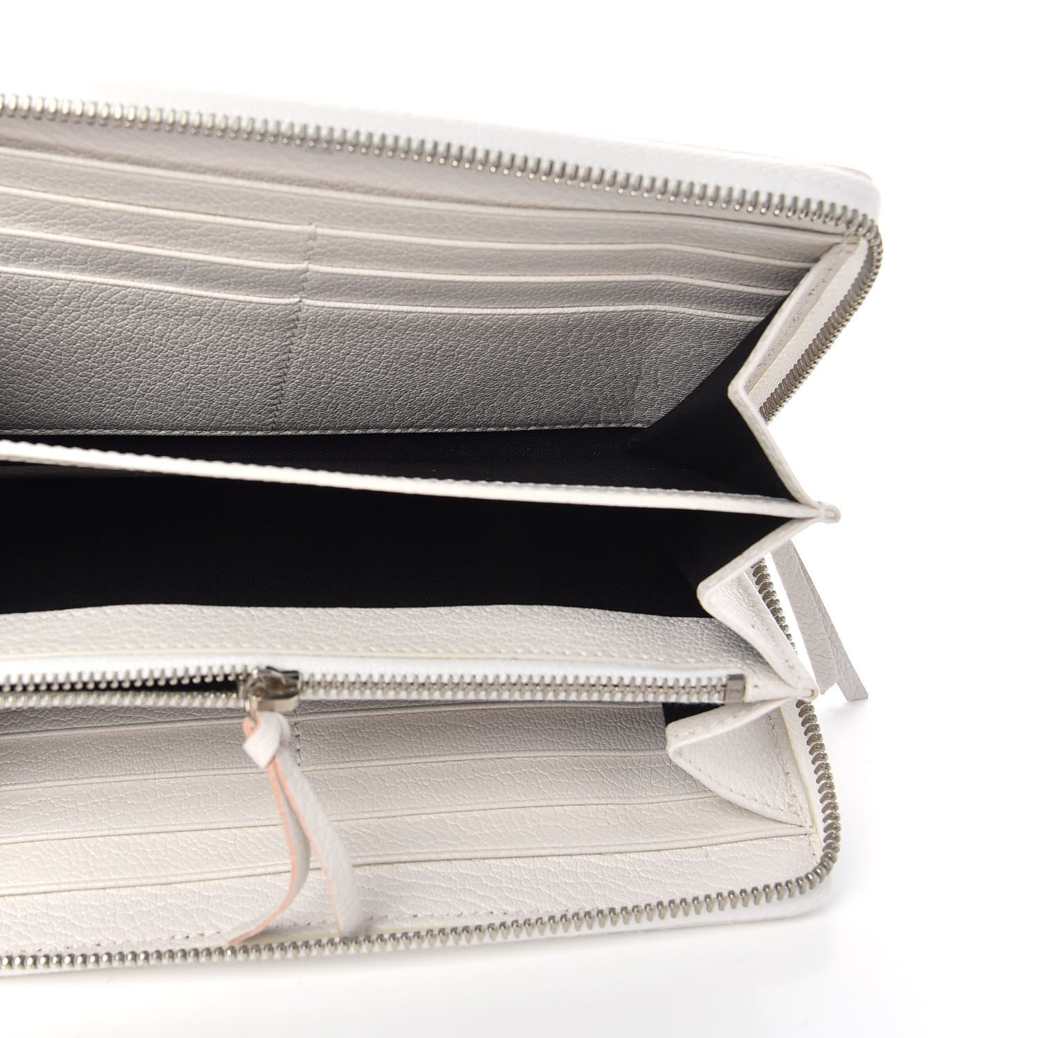 Balenciaga Chevre Silver Metallic Edge Hardware Zip Around Wallet Blanc Neige 5 of 6