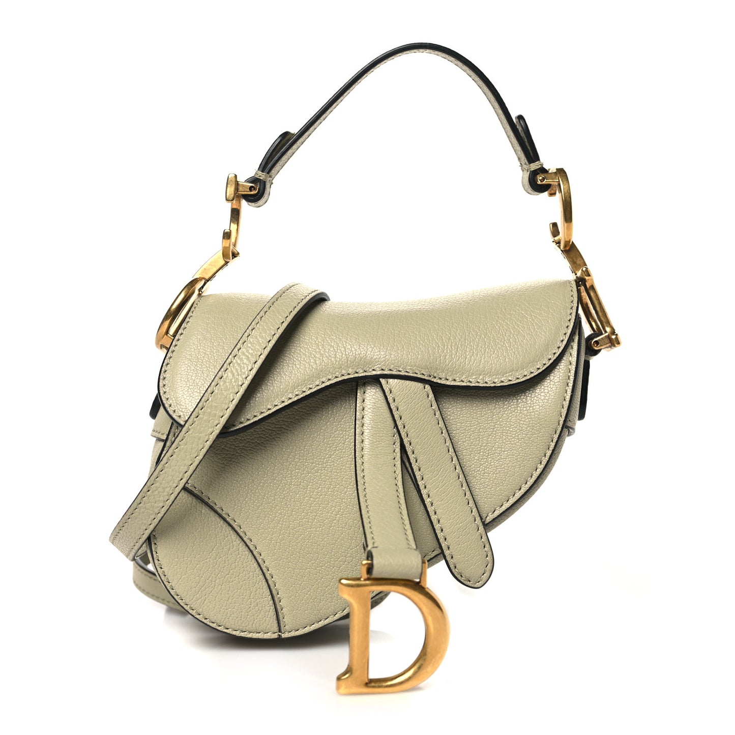 Goatskin Micro Saddle Bag With Strap Sage Green