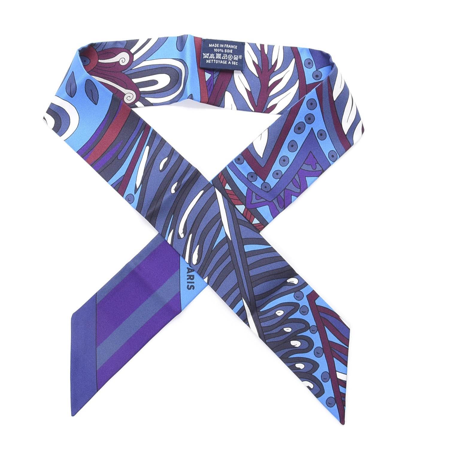 Hermes Silk Le Jardin de la Maharani Twilly Bleu Cobalt Bordeaux 1 of 4