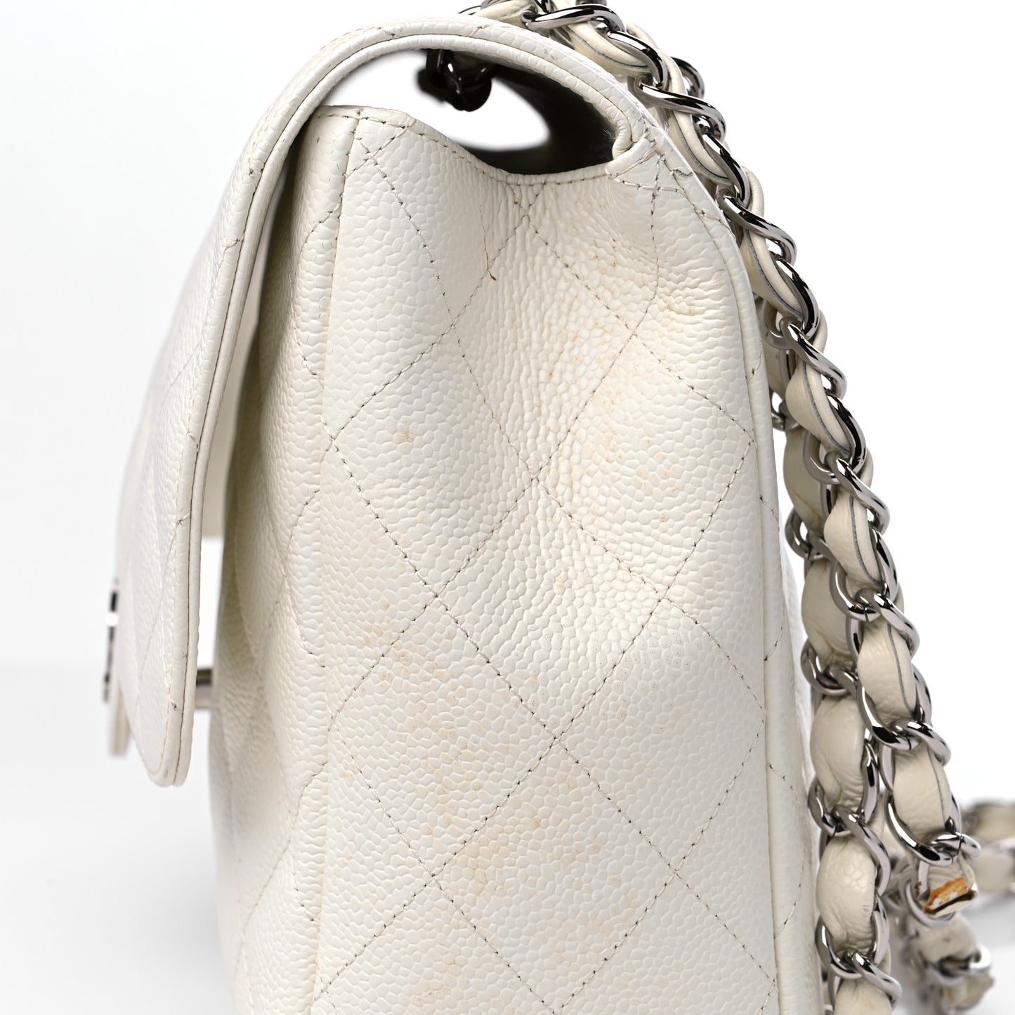 Caviar Quilted Jumbo Single Flap White